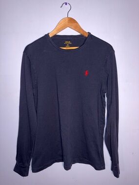 Polo by Ralph Lauren Black Long-Sleeve Crewneck with Red Pony Logo